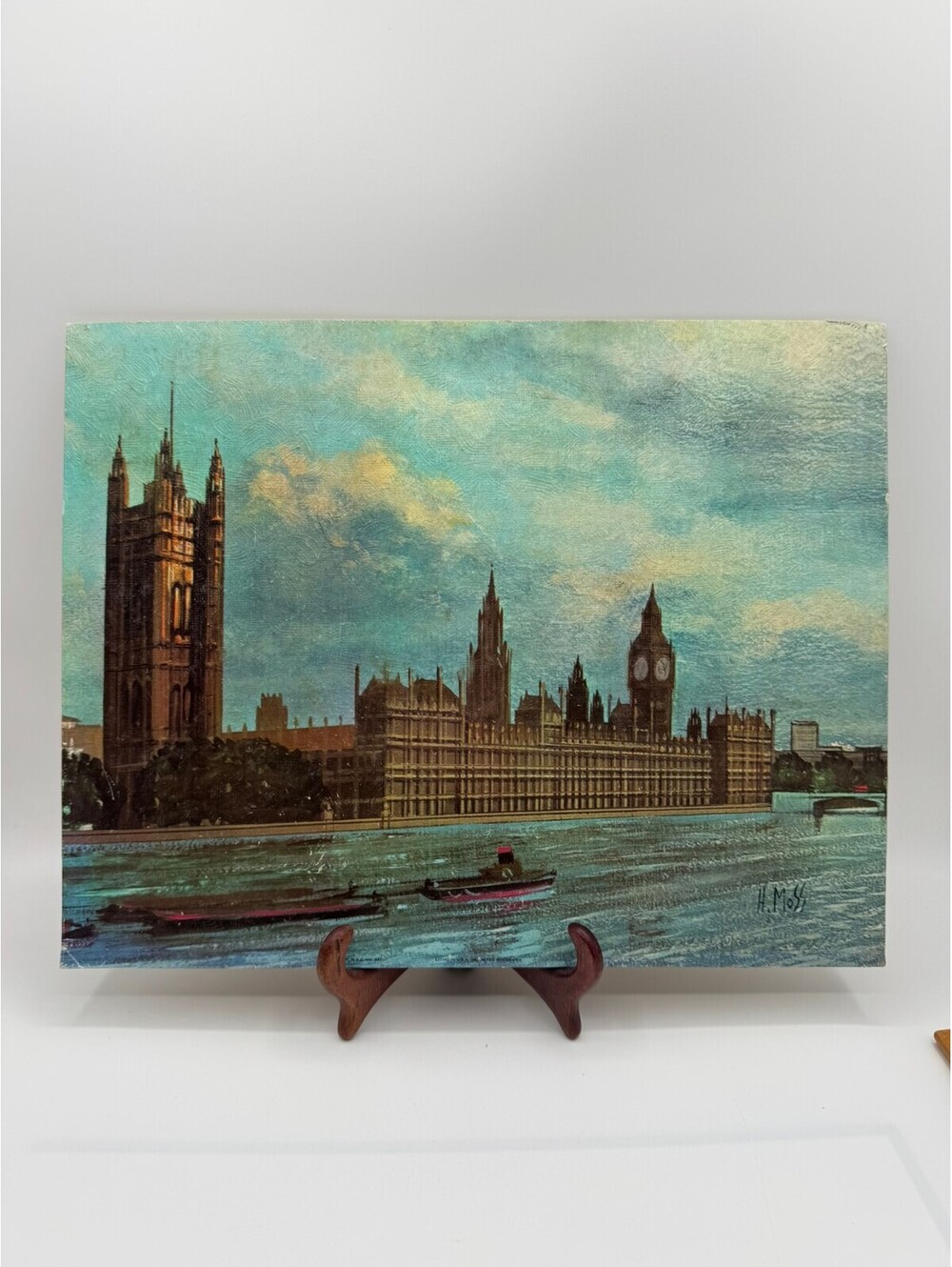 Vintage H Moss London Skyline Textured Print Gellman 11x14 Big Ben England